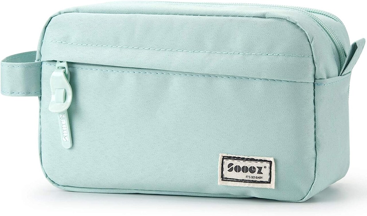 High Capacity Pencil Pen Case, Durable Pencil Bag Pouch Box Organizer Cases, Portable Journaling Supplies with Easy Grip Handle & Loop, Asthetic Supply for Girls Adults, Mint Green